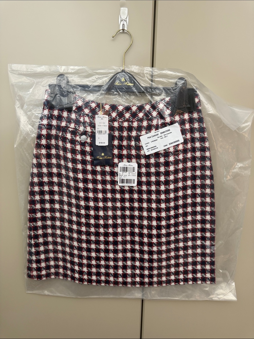 Tweed Skirt in Navy & Red Plaid - Brooks Brothers - NWT - size 8